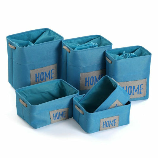 Korb-Set Versa Home Blau Textil (30 x 40 x 45 cm) (6 Stücke)
