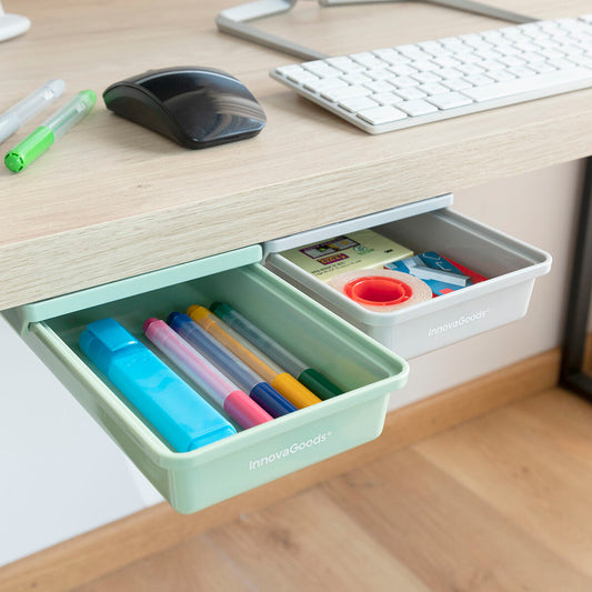Satz selbstklebender Hilfsschubladen für den Schreibtisch Underalk InnovaGoods Packung mit 2 Einheiten